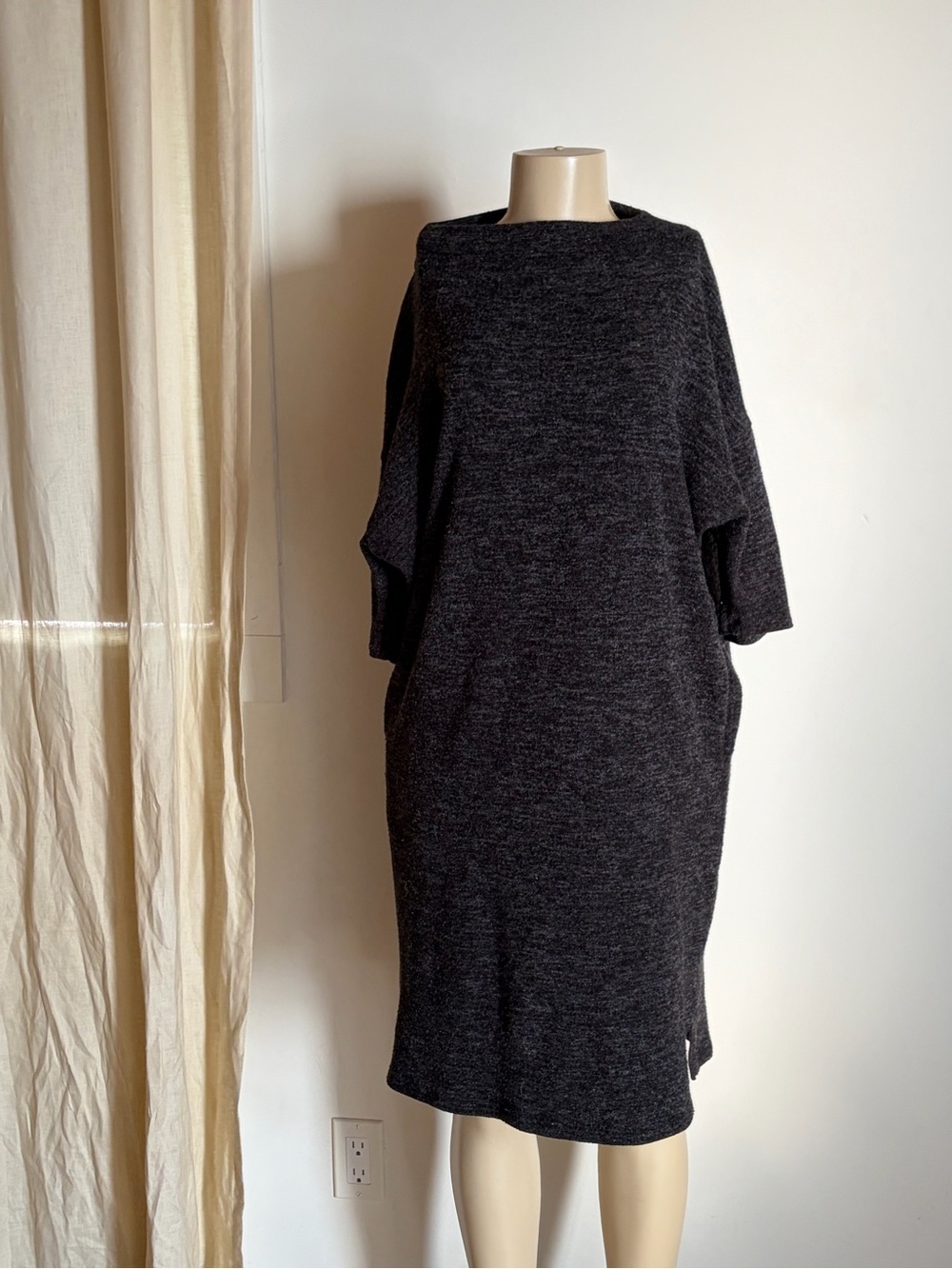 Ayrtight Oversized Knit Midi Dress in Charcoal - Women